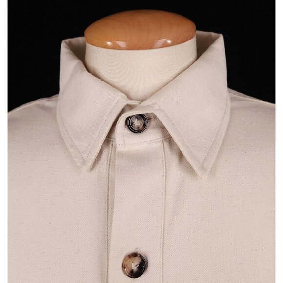 Bottega Veneta Knotted Twill Long Sleeve Polo Shirt 54 US 44 L Mens Beige NWT - Picture 2 of 10